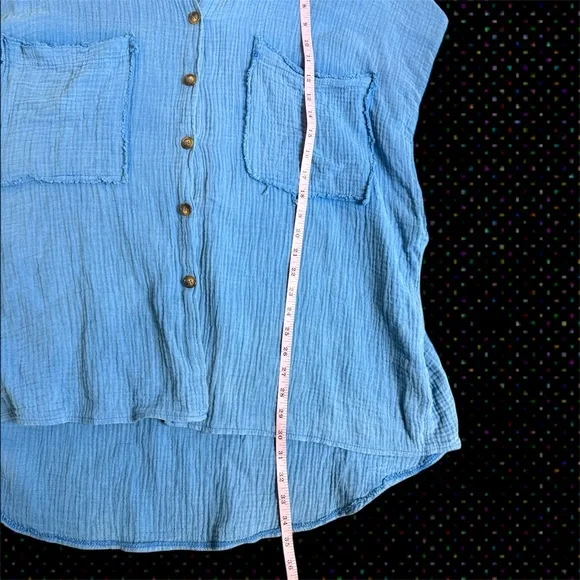 POL Blue Raw Edge Textured Shirt - Picture 5 of 12